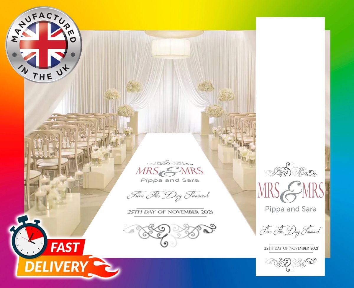 Personalised Fabric Printed Wedding Ceremony Aisle Runner, Bespoke